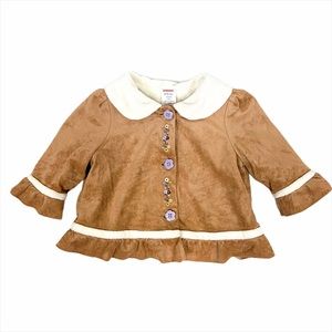 Gymboree Tan Velvet Ruffle Coat Warm 12M